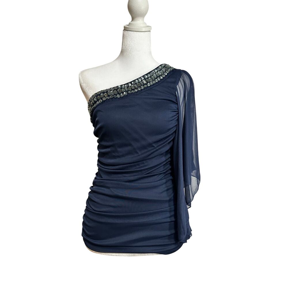 Navy blue one shoulder top